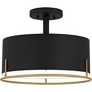 Quoizel SemiFlush Mount Three Light Semi Flush Mount in Matte Black by Quoizel