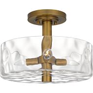 Quoizel Semi-Flush Mount 3-Light Semi-Flush Mount in Aged Brass