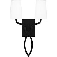 Quoizel Wood 2-Light Wall Sconce in Matte Black