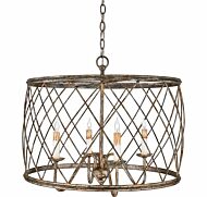 Quoizel Dury 4 Light 23 Inch Pendant Light in Century Silver Leaf