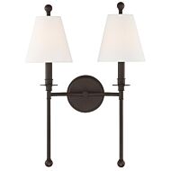 Crystorama Riverdale 2 Light Wall Sconce in Dark Bronze