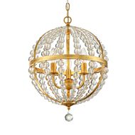 Crystorama Roxy 3 Light Glass Bead Chandelier in Antique Gold