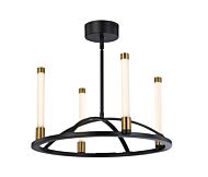 Infiniti Collection 4-Light Integrated LED Chandelier in Matte Black and Brass