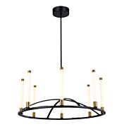 Infiniti Collection 8-Light Integrated LED Chandelier in Matte Black and Brass