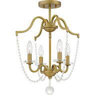 Sunday Four Light Semi Flush Mount in Aged Brass by Quoizel