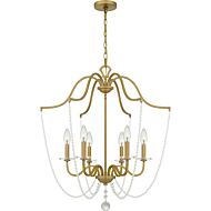 Sunday Six Light Chandelier in Aged Brass by Quoizel