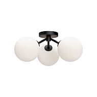 Cassia Three Light Semi Flush Mount in Matte Black Opal Matte Glass by Alora