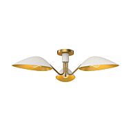 Oscar Three Light Semi Flush Mount in Aged Gold White by Alora