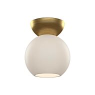 Arcadia One Light SemiFlush Mount in Brushed GoldOpal Glass by Kuzco Lighting