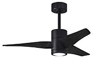 Super Janet 6-Speed DC 42" Ceiling Fan w/ Integrated Light Kit in Matte Black with Matte Black blades