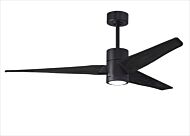 Super Janet 6-Speed DC 60" Ceiling Fan w/ Integrated Light Kit in Matte Black with Matte Black blades