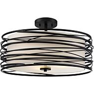 Spiral Three Light SemiFlush Mount in Mystic Black by Quoizel