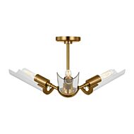 Mezzo 3-Light Flushmount Ceiling Light in Burnished Brass