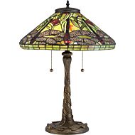 Jungle Dragonfly Two Light Table Lamp in Architectural Bronze by Quoizel