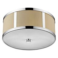 Butler 2-Light Polished Chrome Pendant With Coarse Cream Linen Shade And Opal Acrylic Diffuser