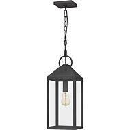 Thorpe One Light Outdoor Hanging Lantern in Mottled Black by Quoizel