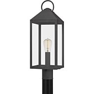 Thorpe One Light Outdoor Post Mount in Mottled Black by Quoizel