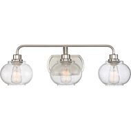 Quoizel Trilogy 3 Light 8 Inch Bathroom Vanity Light in Brushed Nickel