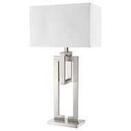 Precision 1-Light Brushed Nickel Table Lamp With Ivory Shantung Shade