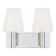 Beckham Classic 2 Light Bathroom Vanity Light in Polished Nickel by Thomas O'Brien