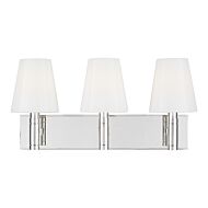 Beckham Classic 3 Light Bathroom Vanity Light in Polished Nickel by Thomas O'Brien