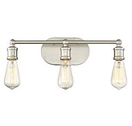 Trade Winds Lighting 3 Light Bathroom Vanity Light In Brushed Nickel