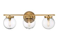 Trade Winds Linda 3 Light 24 Inch Bathroom Vanity Light in Natural Brass