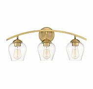 Trade Winds Hannah 3 Light Bathroom Vanity Light in Natural Brass