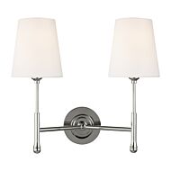 Capri 2 Light Bathroom Vanity Light in Polished Nickel by Thomas O'Brien