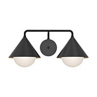 Remy Two Light Vanity in Matte Black Opal Glass by Alora