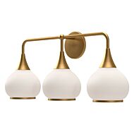 Hazel 3-Light Bathroom Vanity Light in Aged Gold with Opal Glass