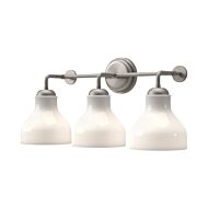 Westlake Three Light Bathroom Fixtures in Brushed Nickel Glossy Opal Glass by Alora