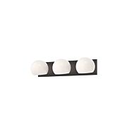 Willow 3-Light Bathroom Vanity Light in Matte Black with Opal Glass