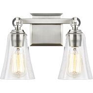 Monterro 2 Light Bathroom Vanity Light in Satin Nickel by Sean Lavin