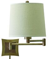 House of Troy Swing Arm Wall Lamp in Antique Brass w/Linen Hardback Shade