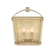 Alora Manor 2 Light Bathroom Wall Sconce in Vintage Brass