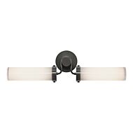 Wynwood 2-Light Bathroom Vanity Light in Urban Bronze with Glossy Opal Glass