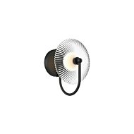 Hera LED Wall Sconce in Matte Black Clear Ribbed Glass by Alora