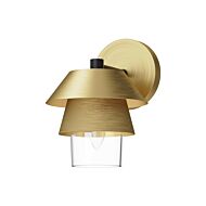 Tetsu One Light Wall Sconce in Brushed Gold Clear Glass by Alora