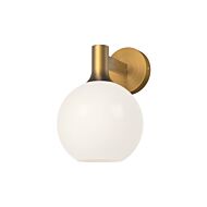 Castilla 1-Light Bathroom Vanity Light in Aged Gold with Opal Glass