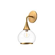 Hazel 1-Light Bathroom Vanity Light in Aged Gold with Clear Glass