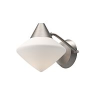 Nora One Light Vanity in Brushed Nickel Opal Matte Glass by Alora