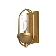 Cyrus One Light Vanity in Aged Gold Clear Glass by Alora