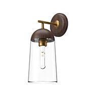 Emil 1-Light Bathroom Vanity Light in Aged Gold with Walnut