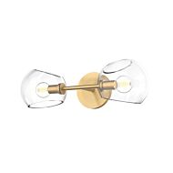 Willow 2-Light Bathroom Vanity Light in Brushed Gold