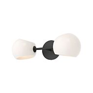 Willow 2-Light Bathroom Vanity Light in Matte Black with Opal Glass