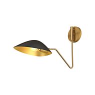 Oscar 1-Light Bathroom Vanity Light in Matte Black with Aged Gold