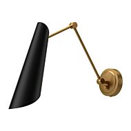 Gabriel One Light Vanity in Aged Gold Matte Black by Alora