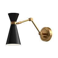 Blake One Light Vanity in Aged Gold Matte Black by Alora