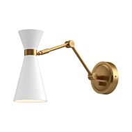 Blake 1-Light Bathroom Vanity Light in Aged Gold with White